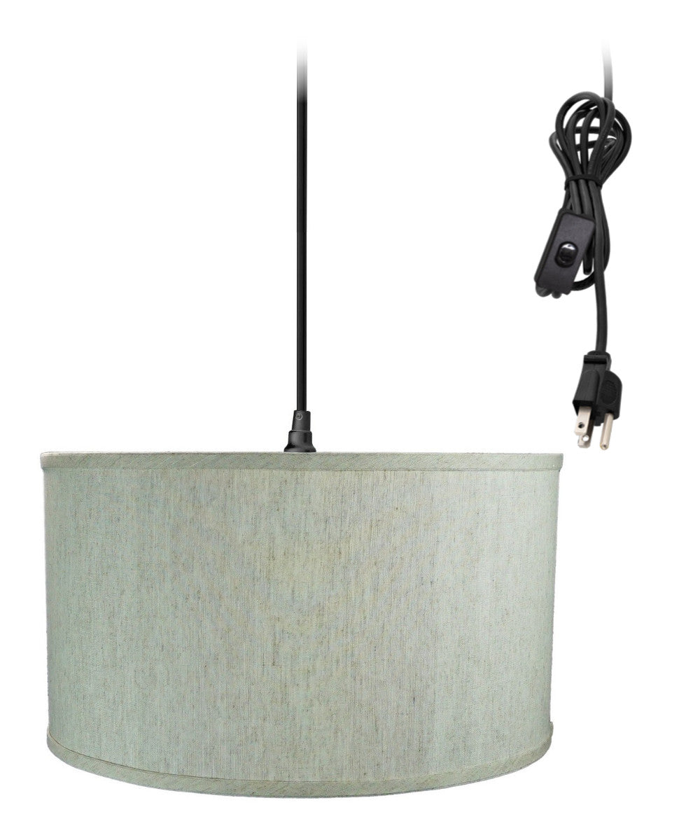 Home Concept 1-Light Plug-In Swag Pendant Light 16"w Textured Oatmeal Shade, 17' Black Cord