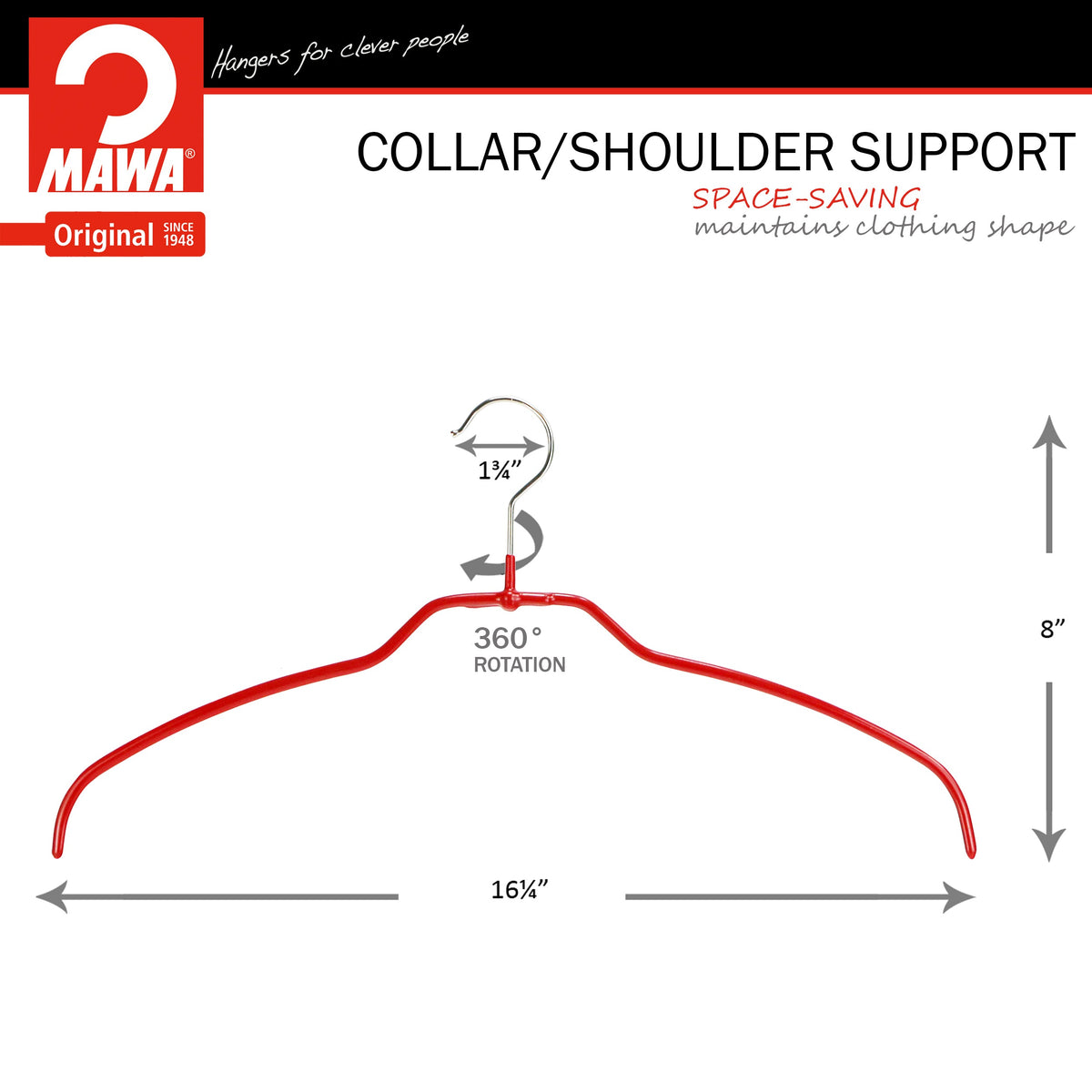 MAWA Silhouette Ultra Thin 42-FT Hanger, New Red