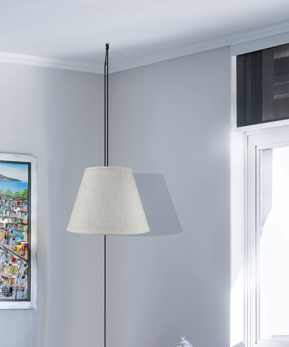 Home Concept 1-Light Plug-In Swag Pendant Light Textured Oatmeal Shade Black Cord - 16"W