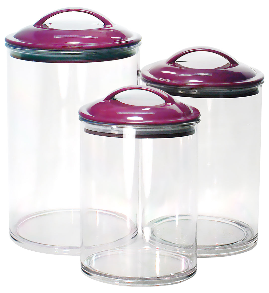 Calypso Basics by Reston Lloyd Acrylic Storage Canisters, Set of 3 - Plum