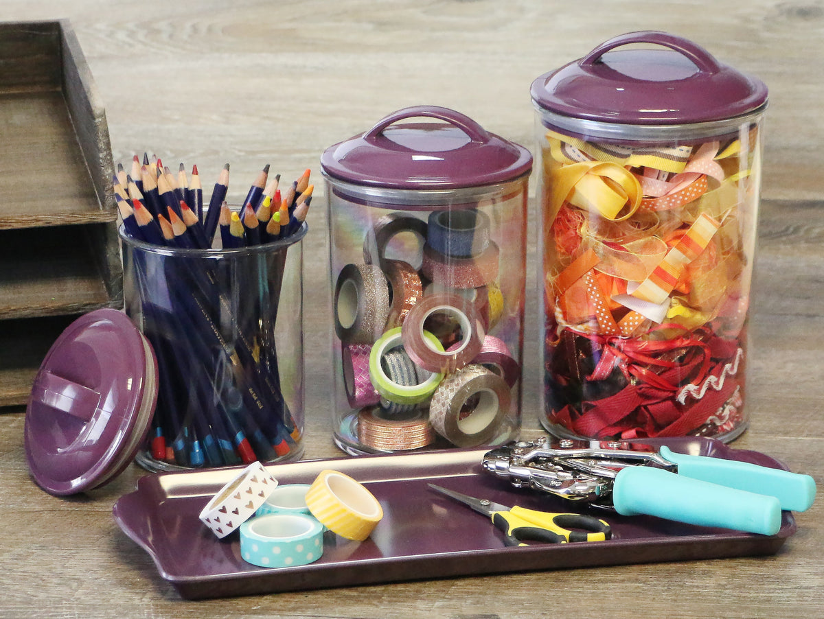 Calypso Basics by Reston Lloyd Acrylic Storage Canisters, Set of 3 - Plum