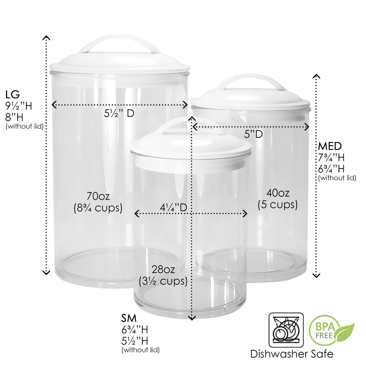Calypso Basics by Reston Lloyd Acrylic Storage Canisters, Set of 3 -  Orange