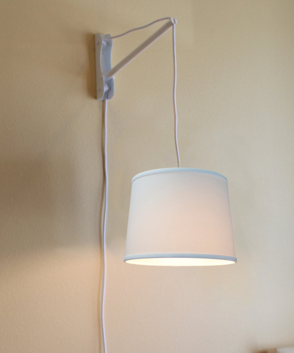 Home Concept MAST Plug-In Wall-Mount Pendant Light 1-Light White Cord/Arm White Shade - 14"W
