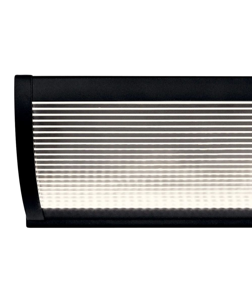 Kichler Roone 34"W 1-Light LED Bathroom Vanity Light Matte Black Finish, Clear Ribbed Shade