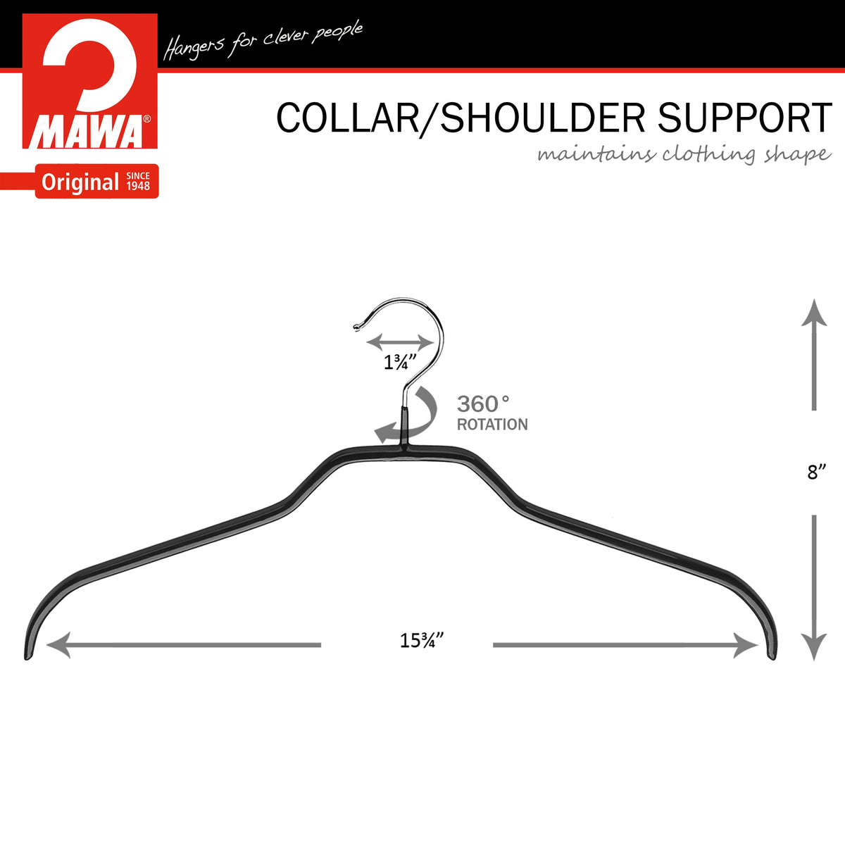 MAWA Silhouette 41-F Hanger, Black