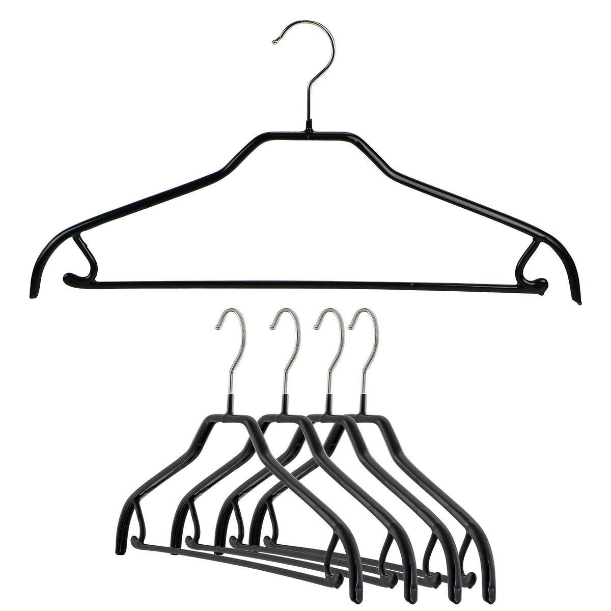 MAWA Silhouette 41-FRS Hanger with Pant Bar & Skirt Hooks, Black