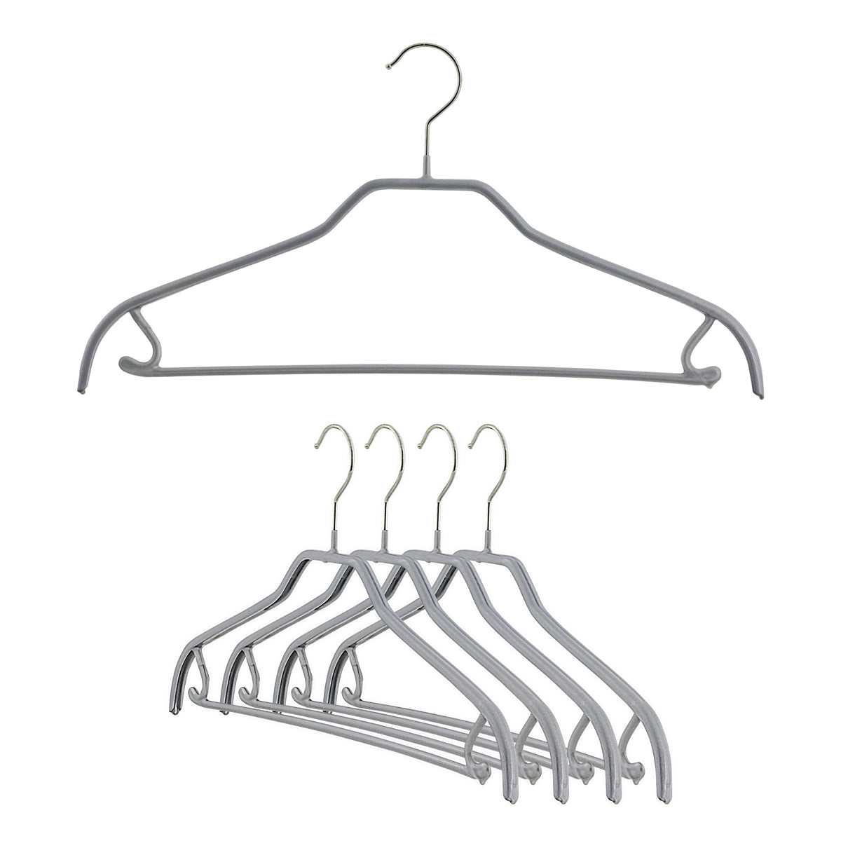 MAWA Silhouette 41-FRS Hanger with Pant Bar & Skirt Hooks, Silver