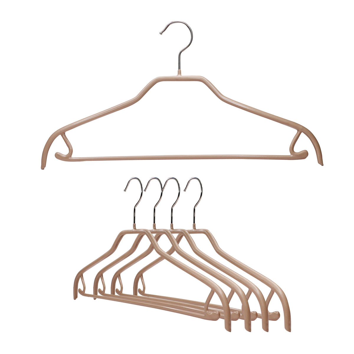 MAWA Silhouette 41-FRS Hanger with Pant Bar & Skirt Hooks, Latte