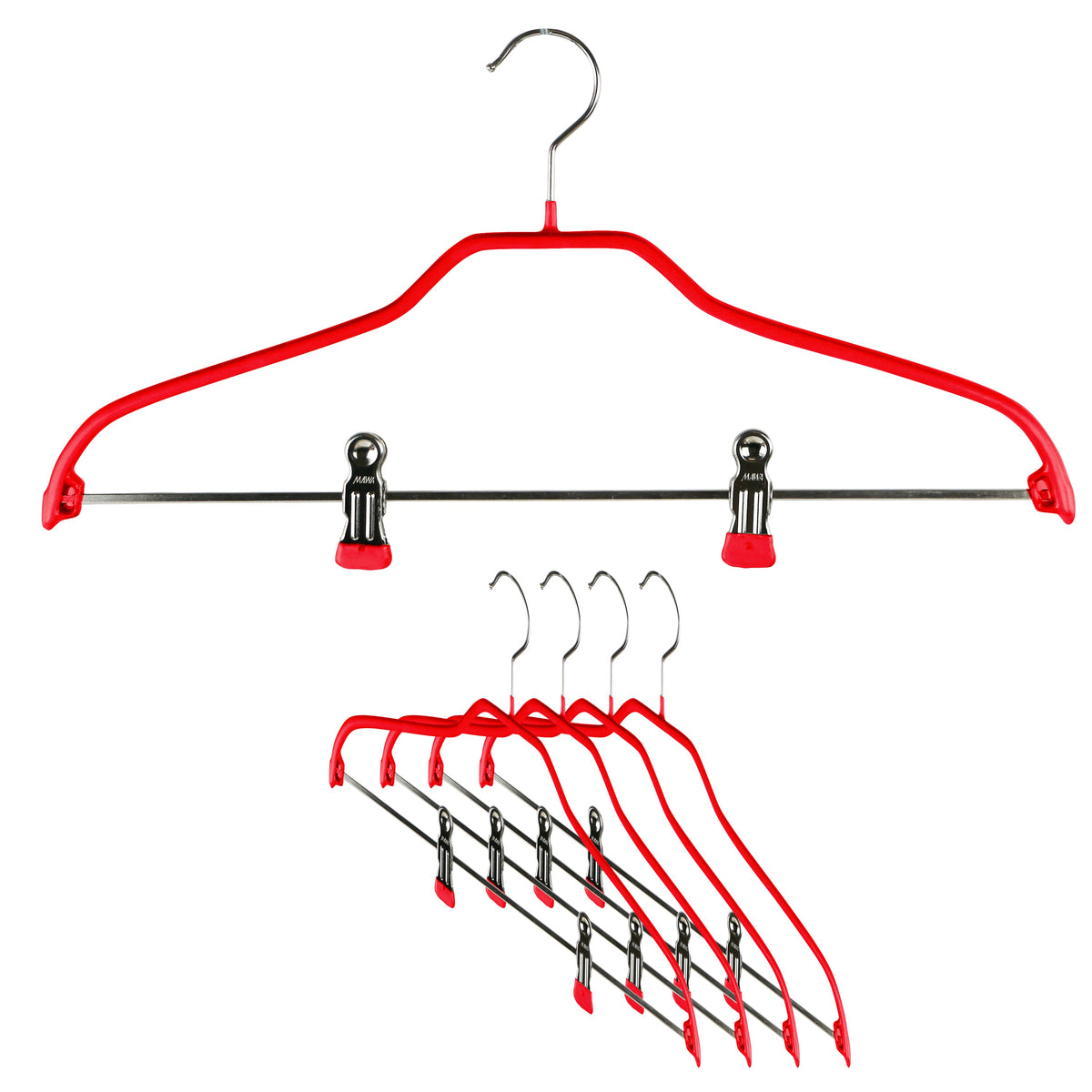 MAWA Silhouette 40-FK Hanger with Pant Bar & Two Clips, Red