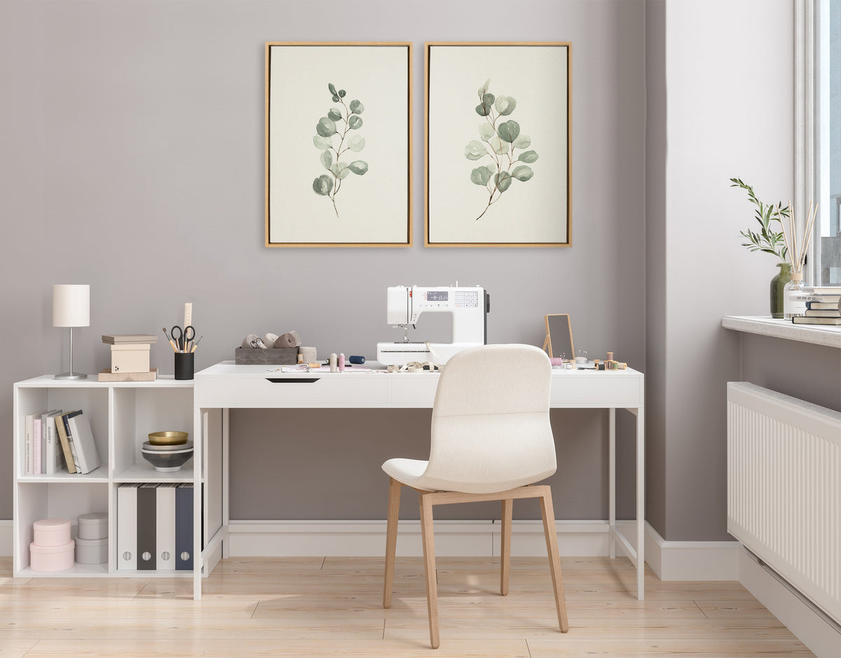Sylvie Eucalyptus Framed Canvas Set of 2 by Maja Mitrovic of Makes My Day Happy