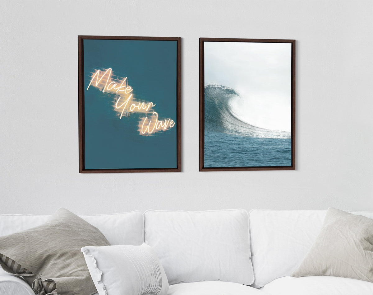 Sylvie Make Your Wave Framed Canvas Set of 2 by The Creative Bunch Studio