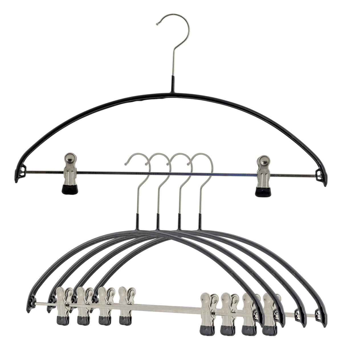 MAWA Euro 40-PK Hanger with Pant Bar & Two Clips, Black