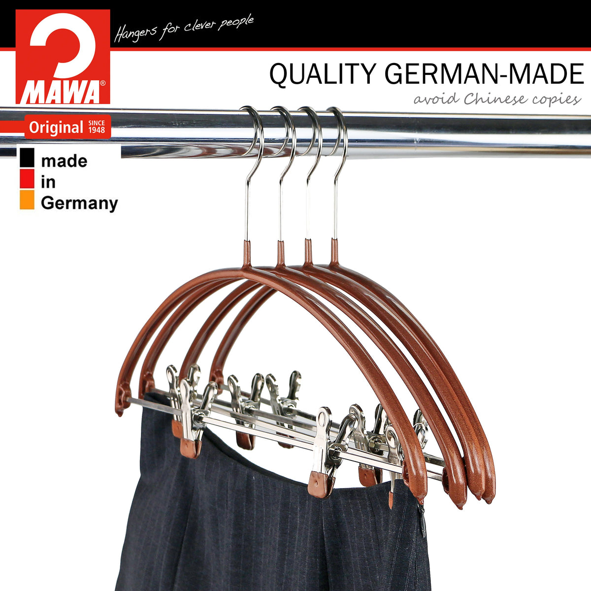 MAWA Euro 40-PK Hanger with Pant Bar & Two Clips, Copper