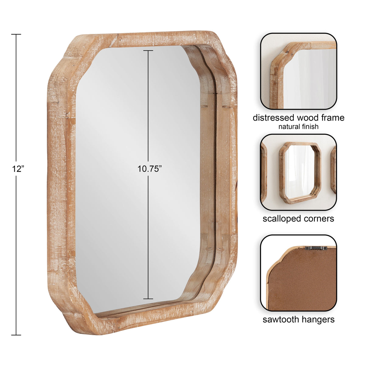 Marston Scalloped Wood Wall Mirrors, Set of 3