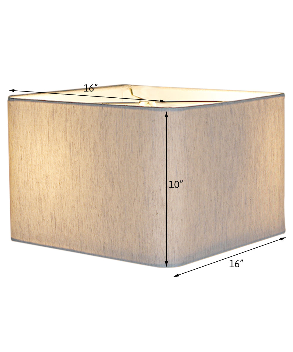 Home Concept Rounded Corner Premiere Hardback Shallow Square Drum Lamp Shade Textured Oatmeal - 16" Top x 16" Bottom x 10" Slant Height, Spider Fitter