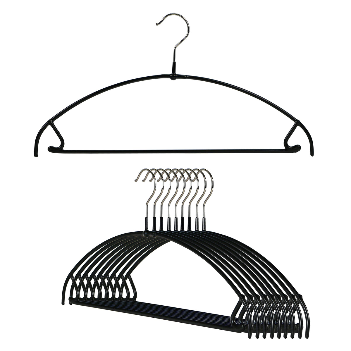 MAWA Euro Ultra Thin 42-PTU Hanger with Pant Bar & Skirt Hooks, Black