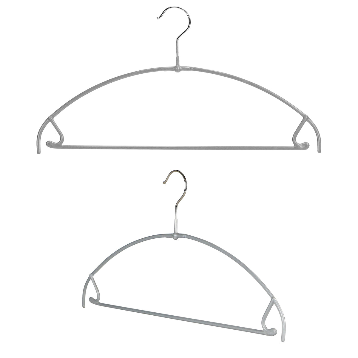 MAWA Euro Ultra Thin 42-PTU Hanger with Pant Bar & Skirt Hooks, Silver