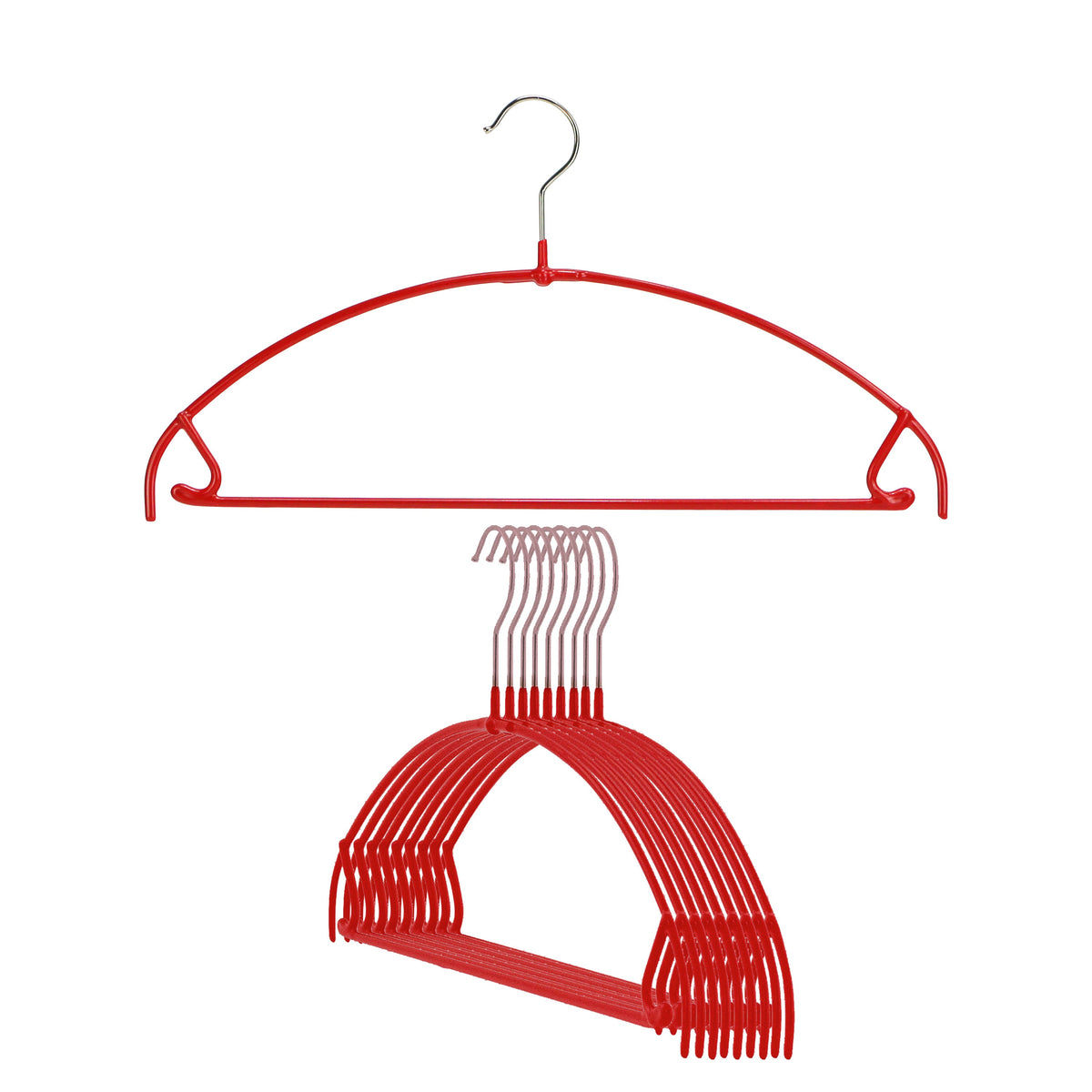 MAWA Euro Ultra Thin 42-PTU Hanger with Pant Bar & Skirt Hooks, New Red