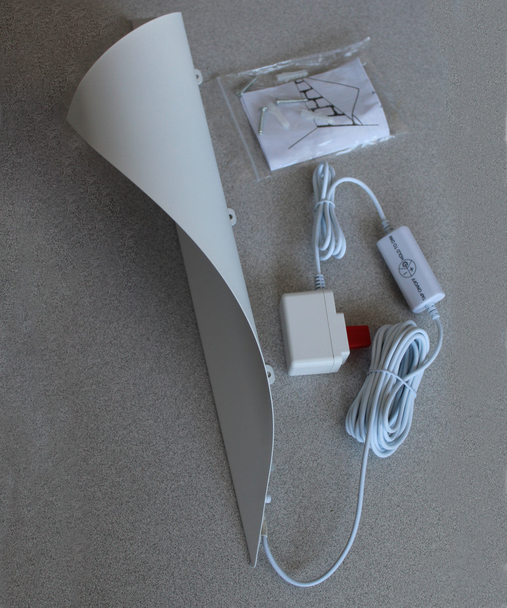 Big Reveal LED Corner Light White Curved Metal - 18"H