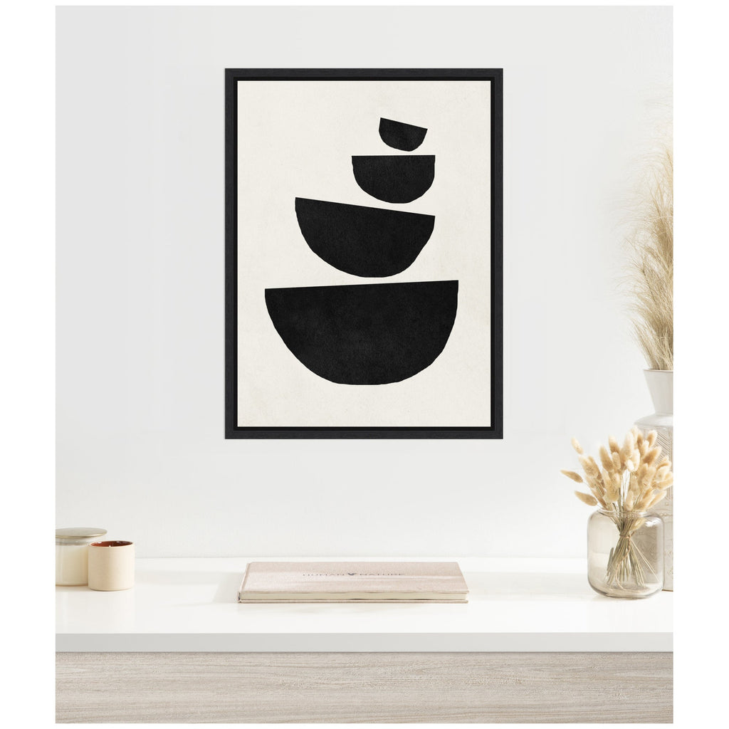 Sylvie Black Geometric Abstract 1 Framed Canvas by July Art Prints