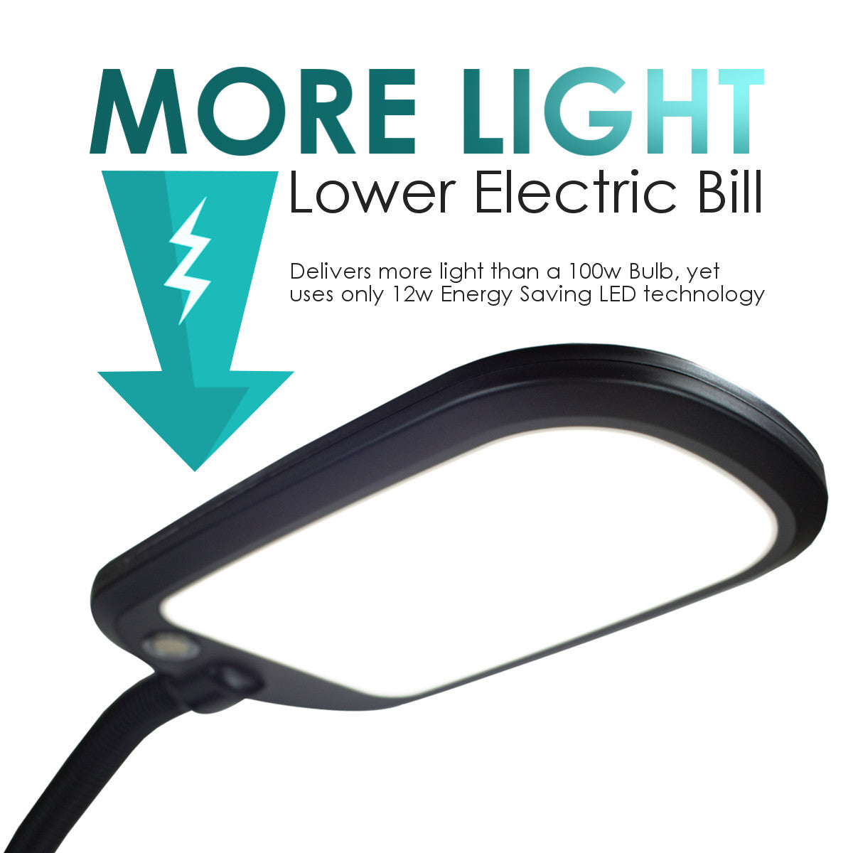 Bright Reader Full Spectrum LED Desk Lamp, Slim Design, Natural Daylight, Black, 26"H