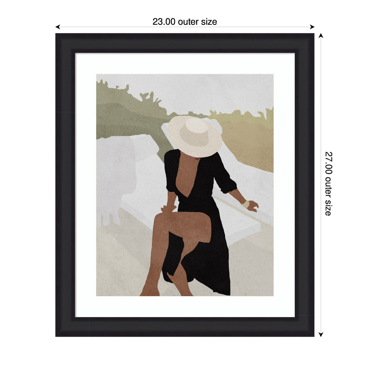 Framed Art Elegant Woman in Hat by July Art Prints
