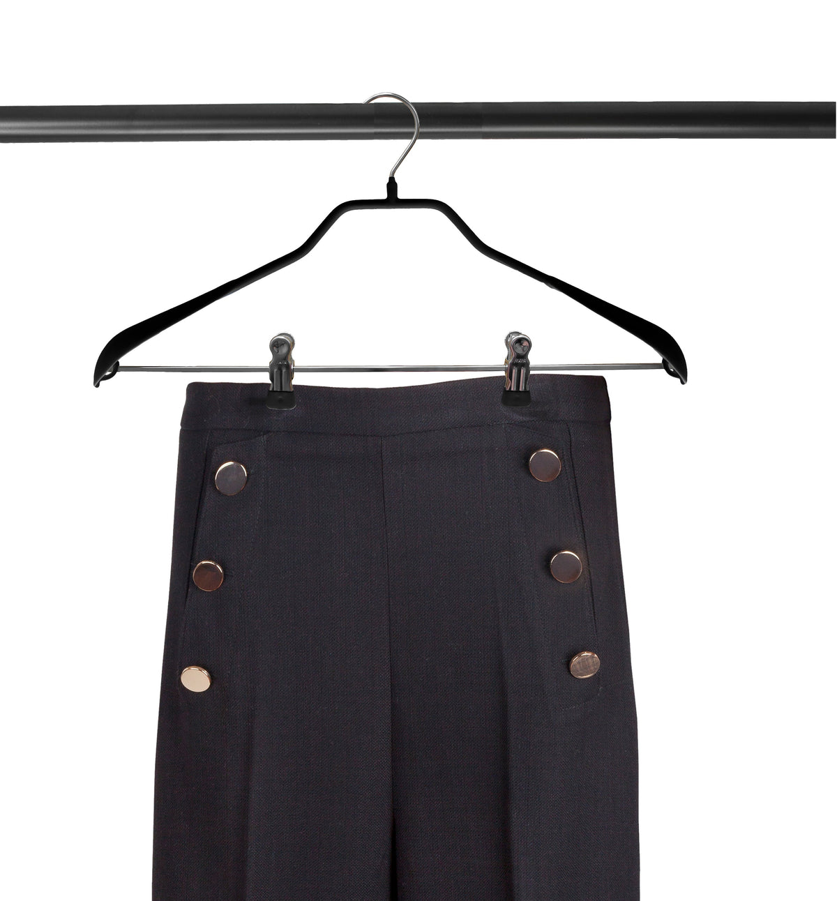 MAWA BodyForm 42-LK Hanger with Pant Bar & Clips, Black