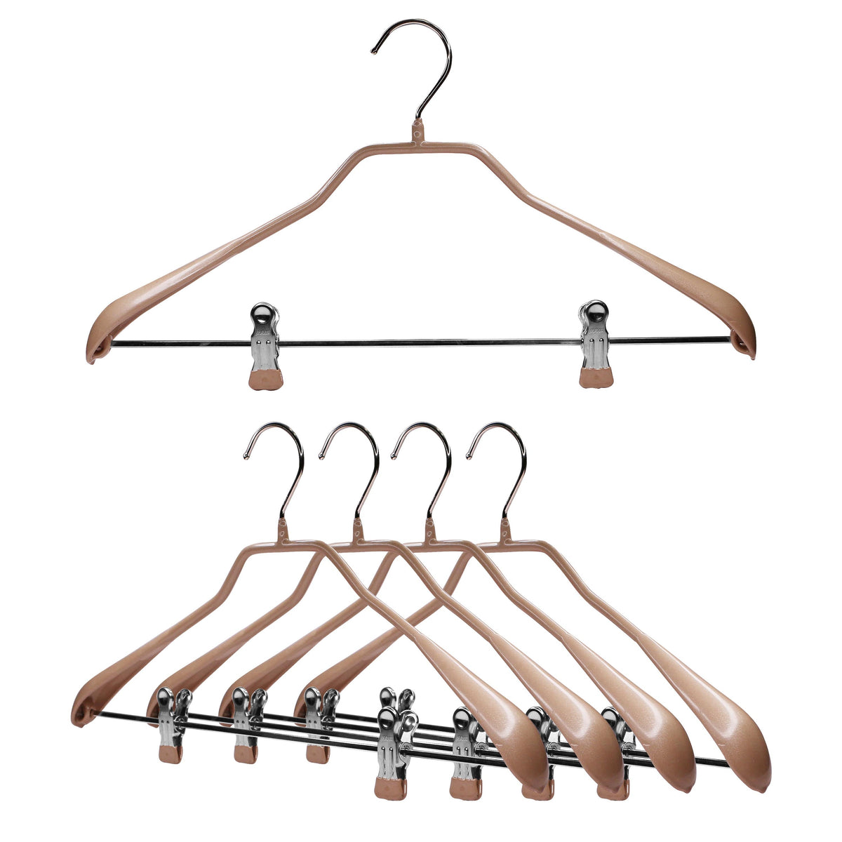 MAWA BodyForm 42-LK Hanger with Pant Bar & Clips, Latte