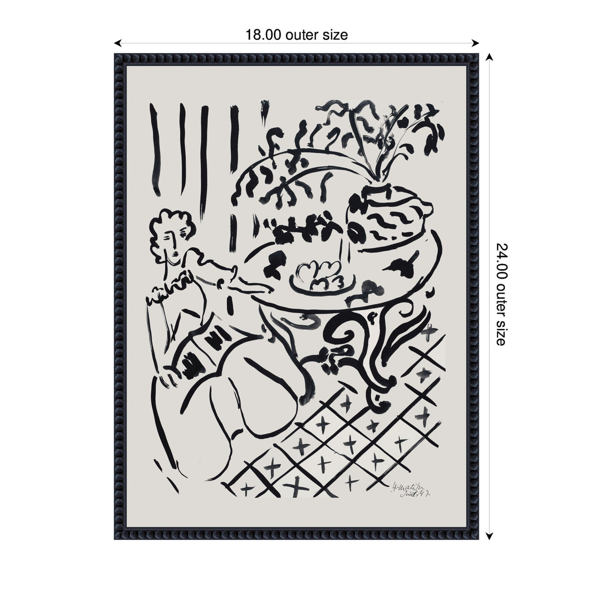 Fille assise a table 1947 Henri Matisse by Nostalgia Prints Framed Canvas Wall Art Print