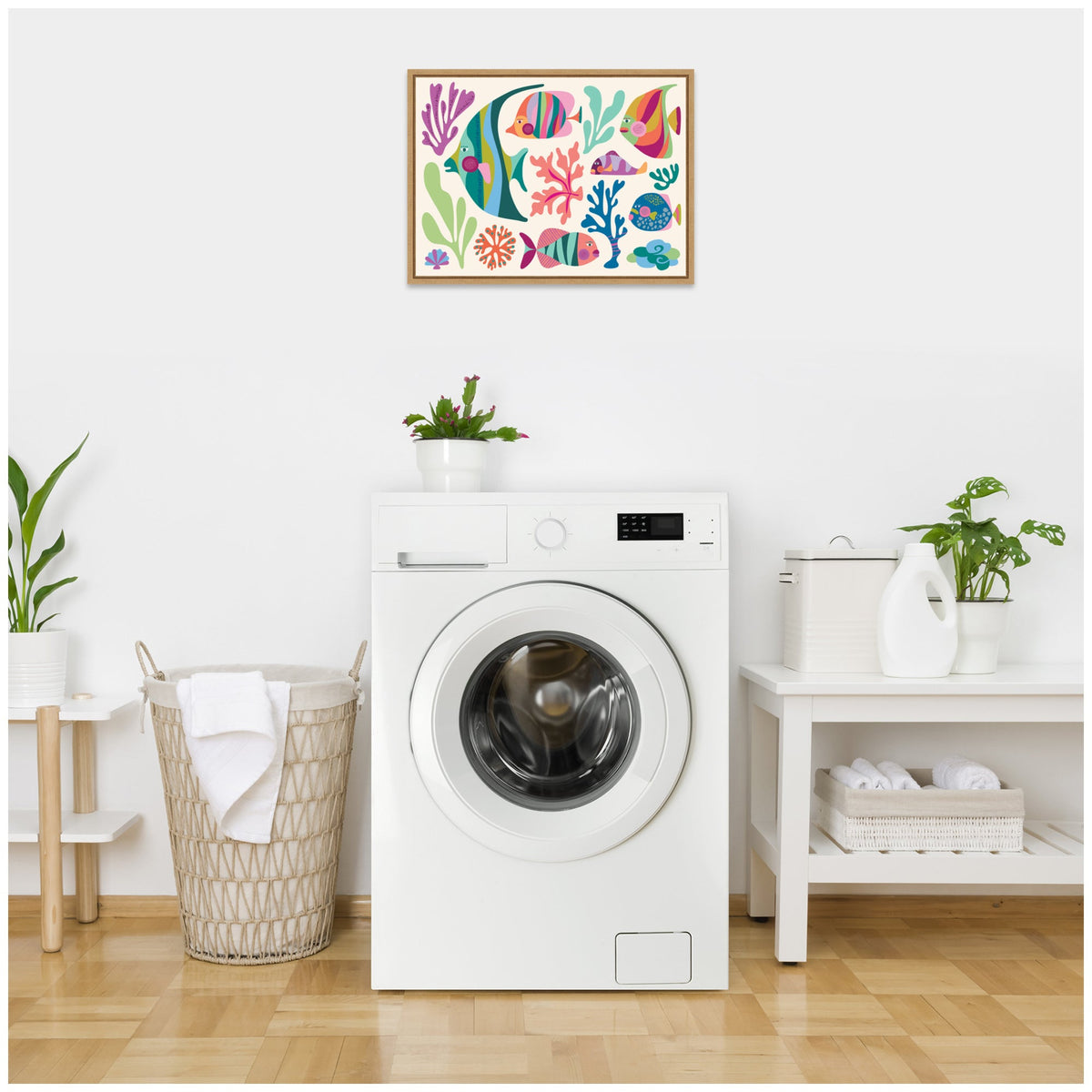 Sylvie Fun Colorful Tropical Fish Framed Canvas by Rachel Lee