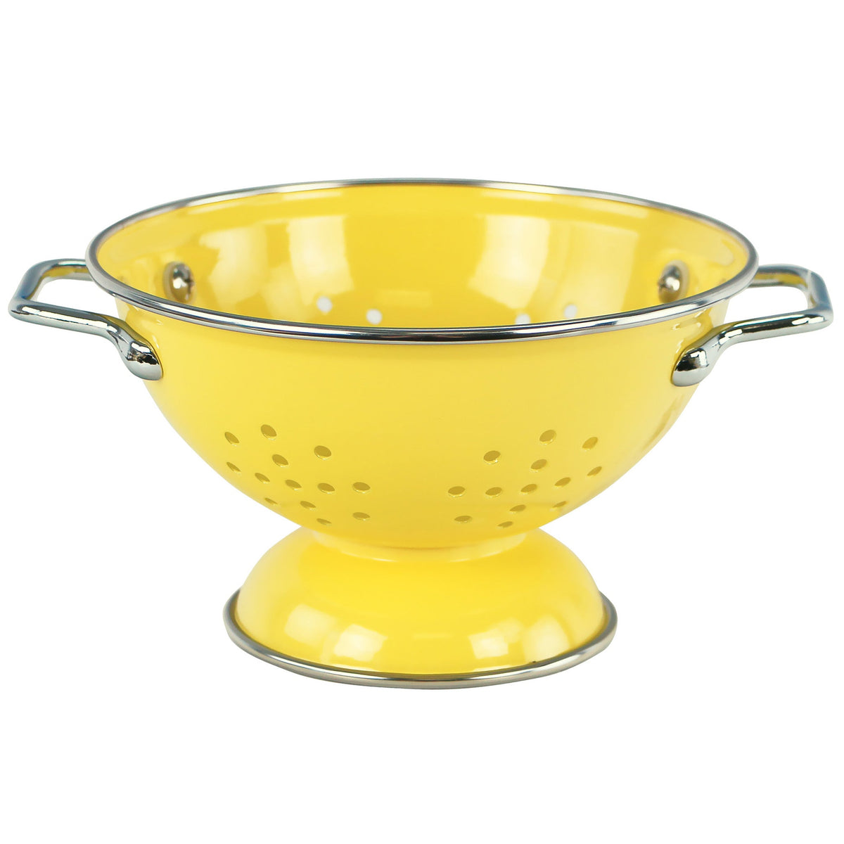 Powder-Coated Steel Colander, Lemon