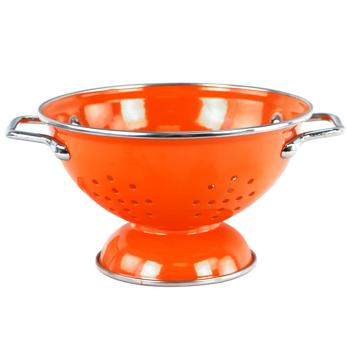 Powder-Coated Steel Colander, Orange