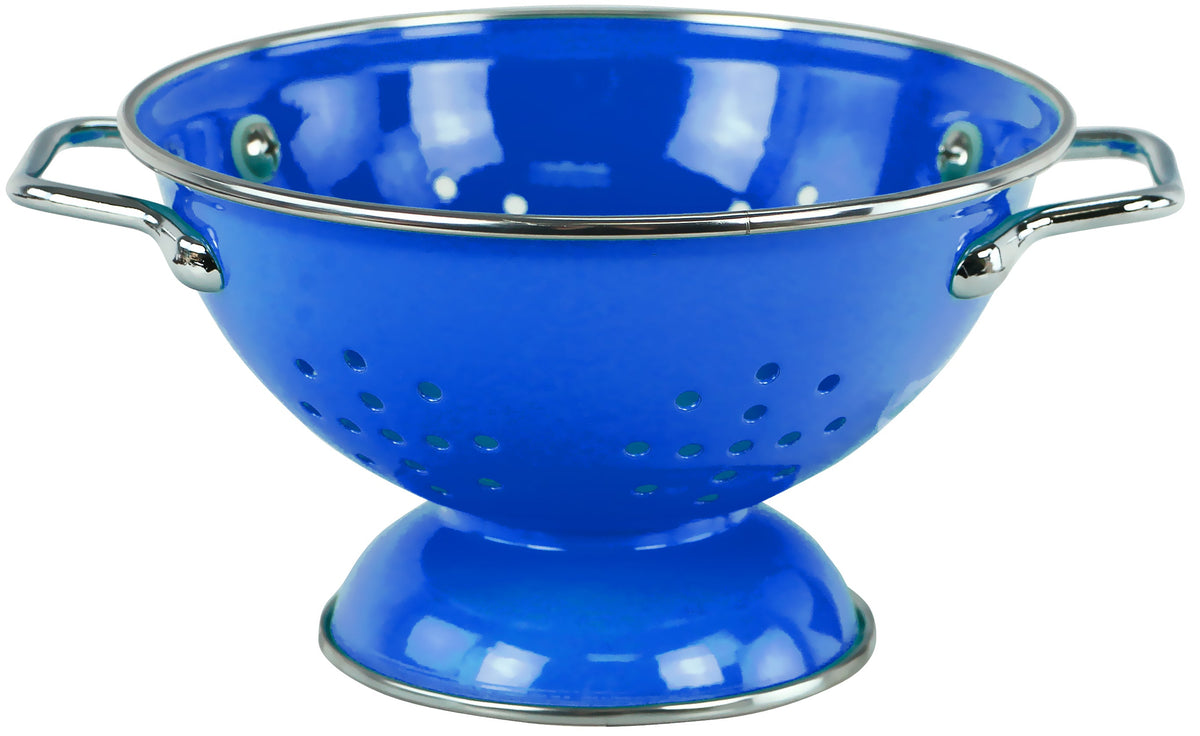 Powder-Coated Steel Colander, Azure
