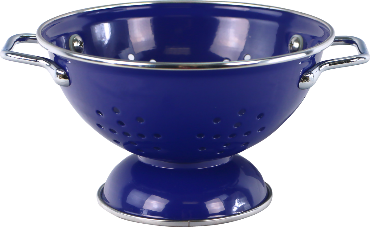Powder-Coated Steel Colander, Indigo