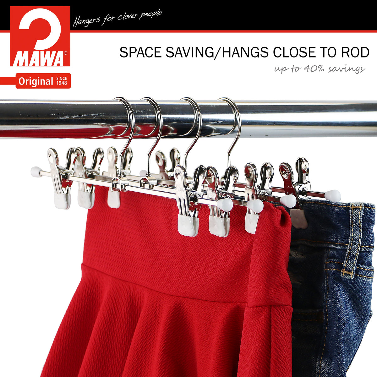 MAWA 12" Pant Hanger, K-30D, White