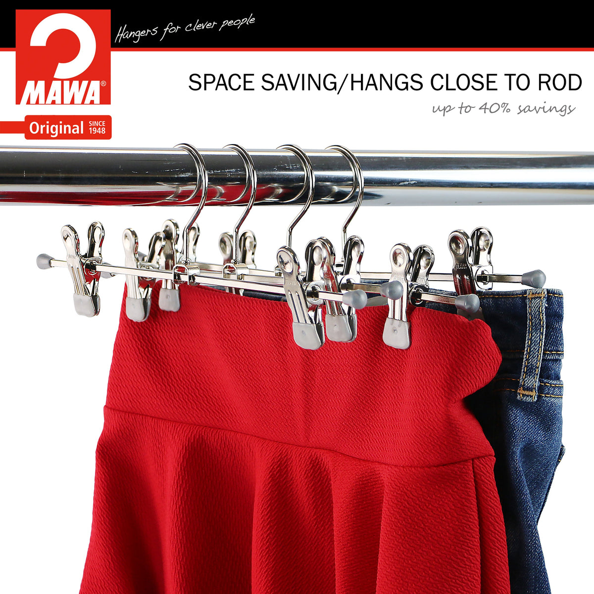 MAWA 12" Pant Hanger, K-30D, Silver