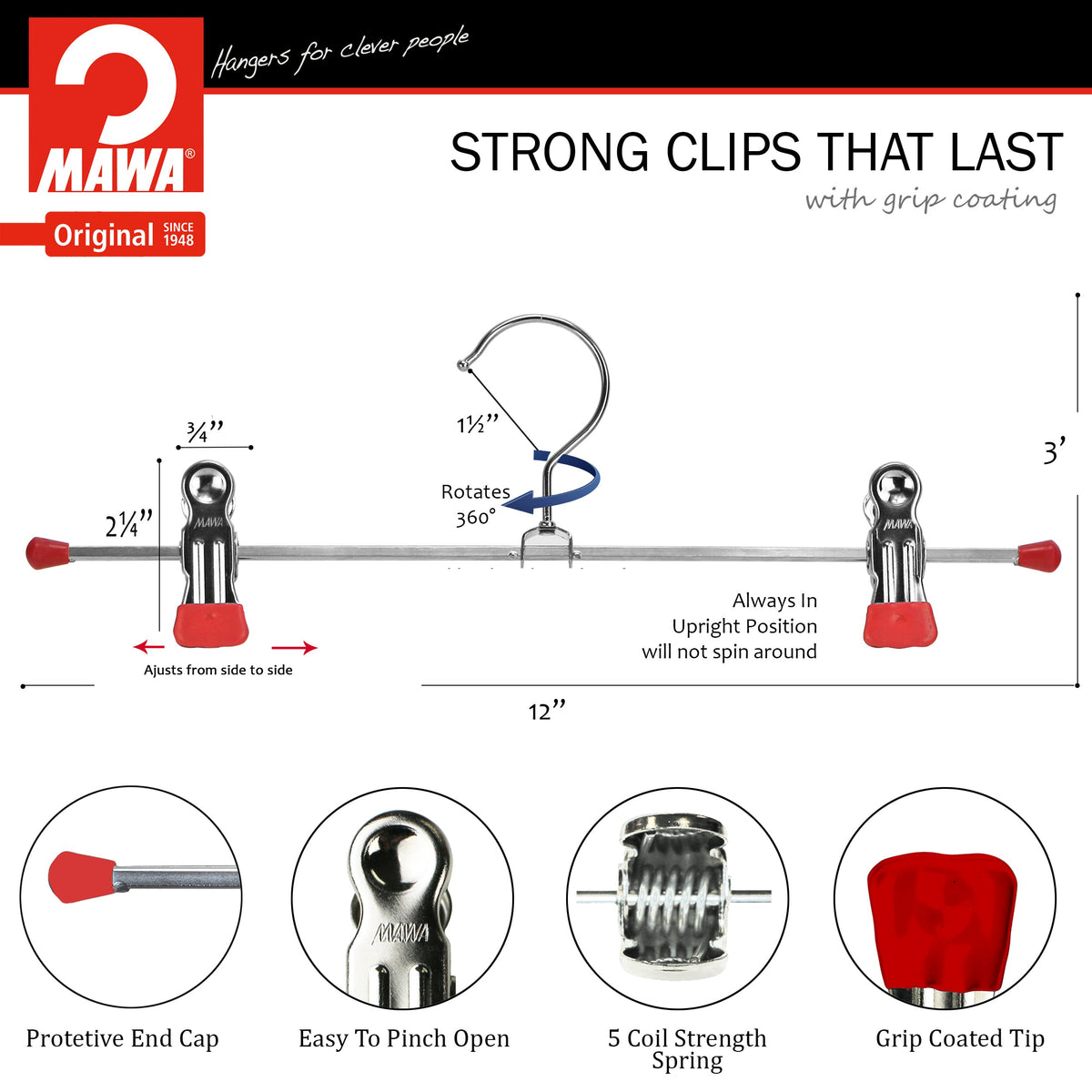 MAWA 12" Pant Hanger, K-30D, New Red