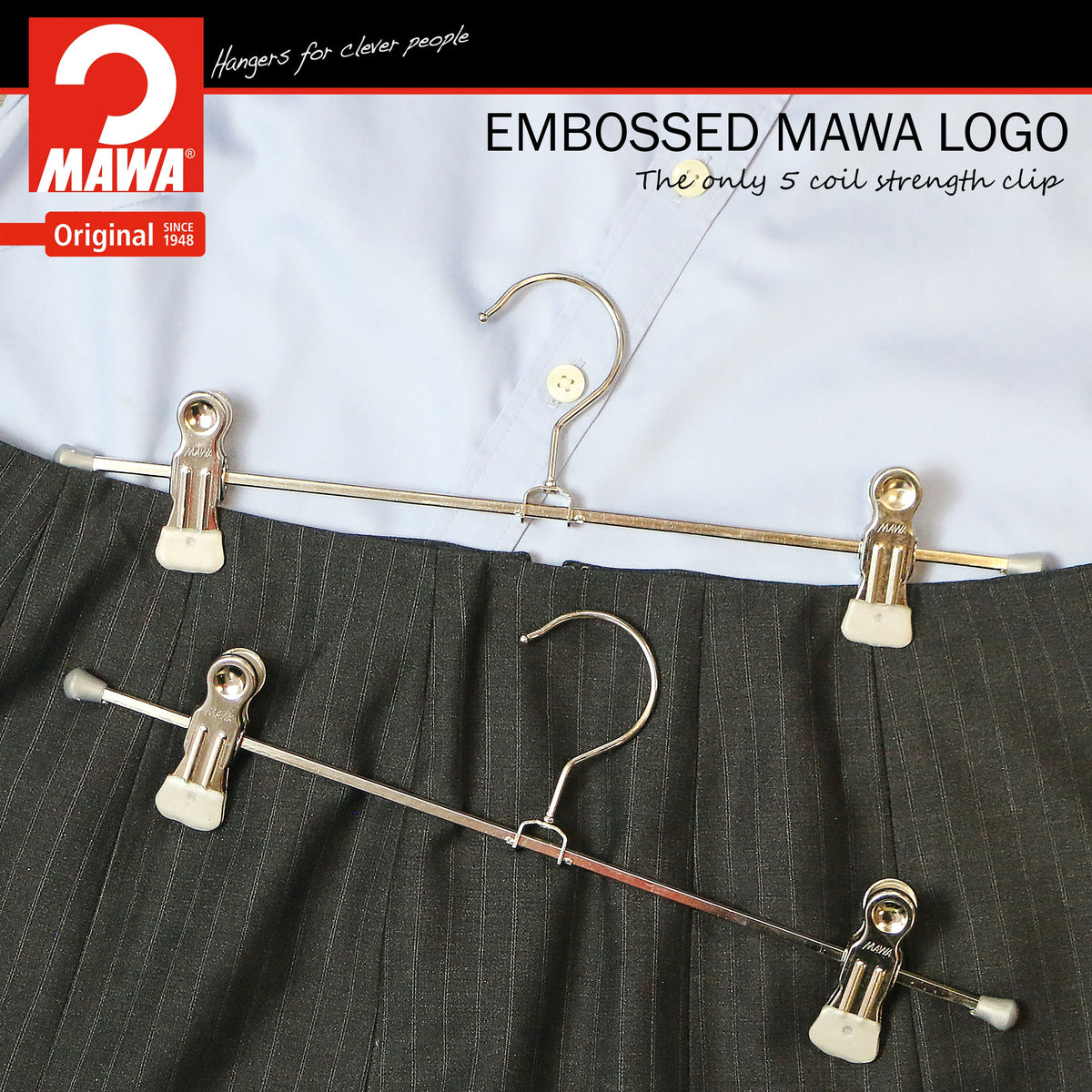 MAWA 12" Pant Hanger, K-30D, Silver