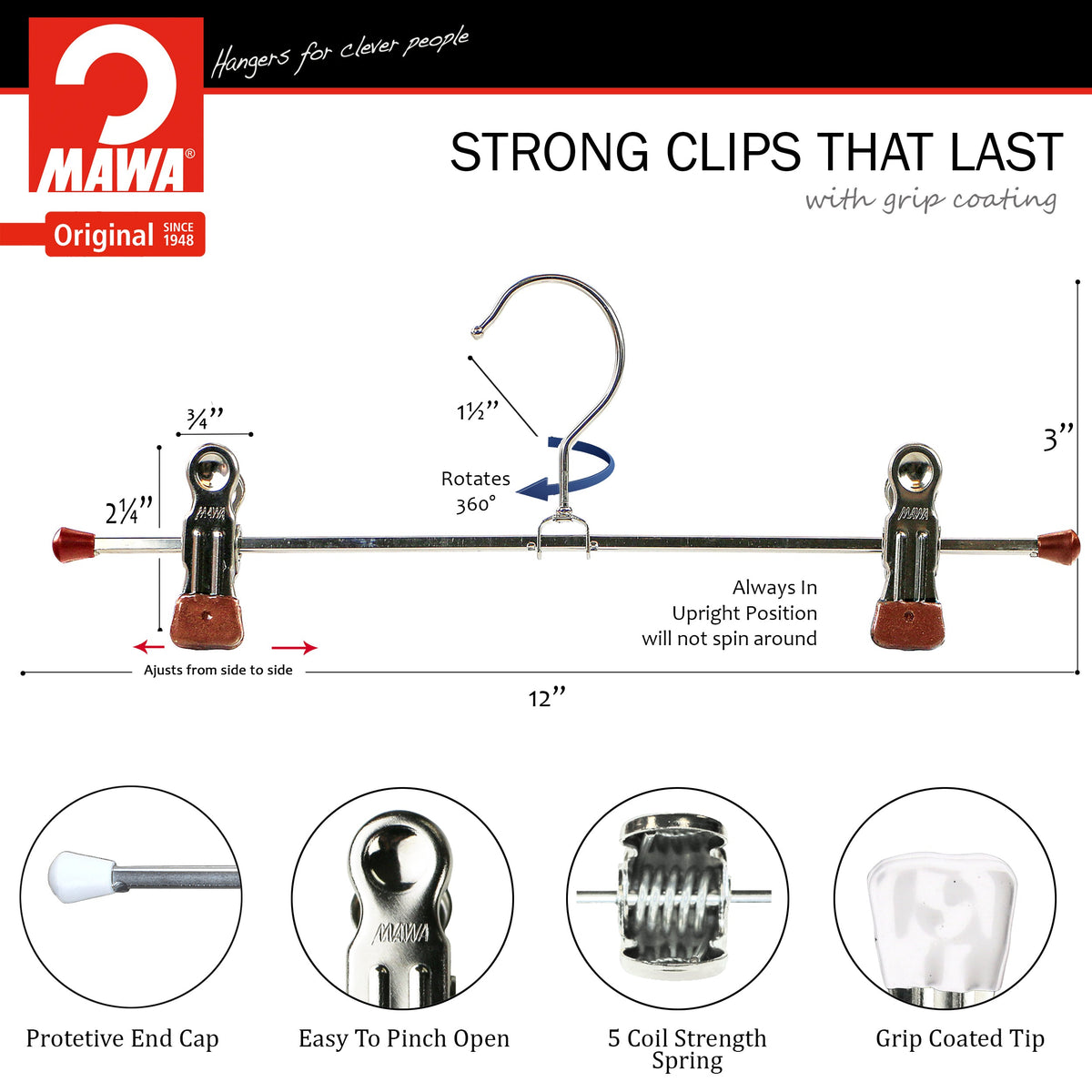 MAWA 12" Pant Hanger, K-30D, Copper