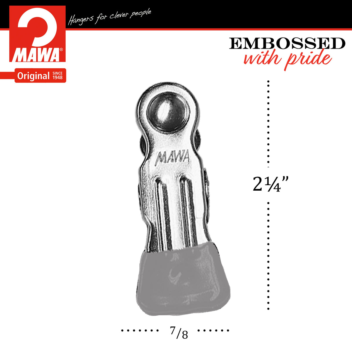 MAWA Single Clip, No Hook, Set of 10, Silver