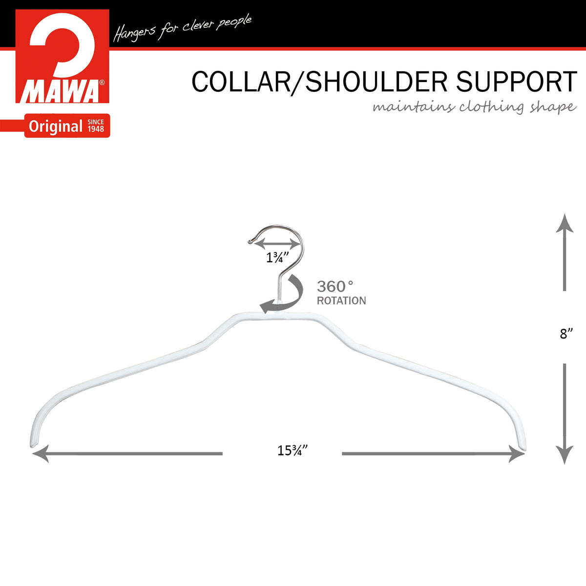 MAWA Silhouette 41-F Hanger, White