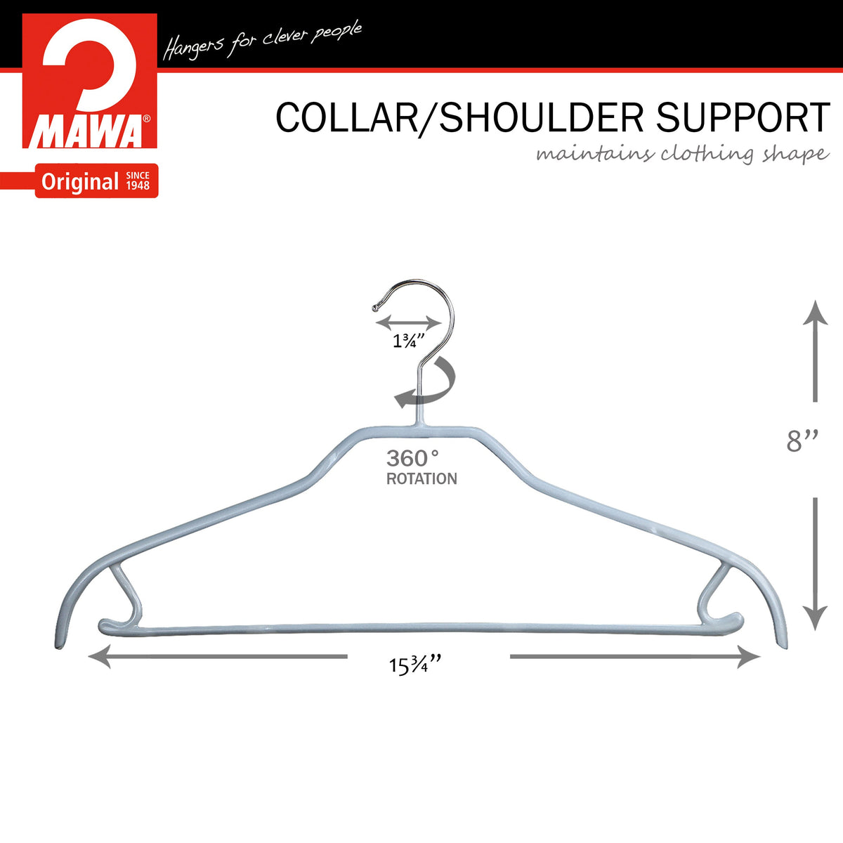 MAWA Silhouette 41-FRS Hanger with Pant Bar & Skirt Hooks, Silver