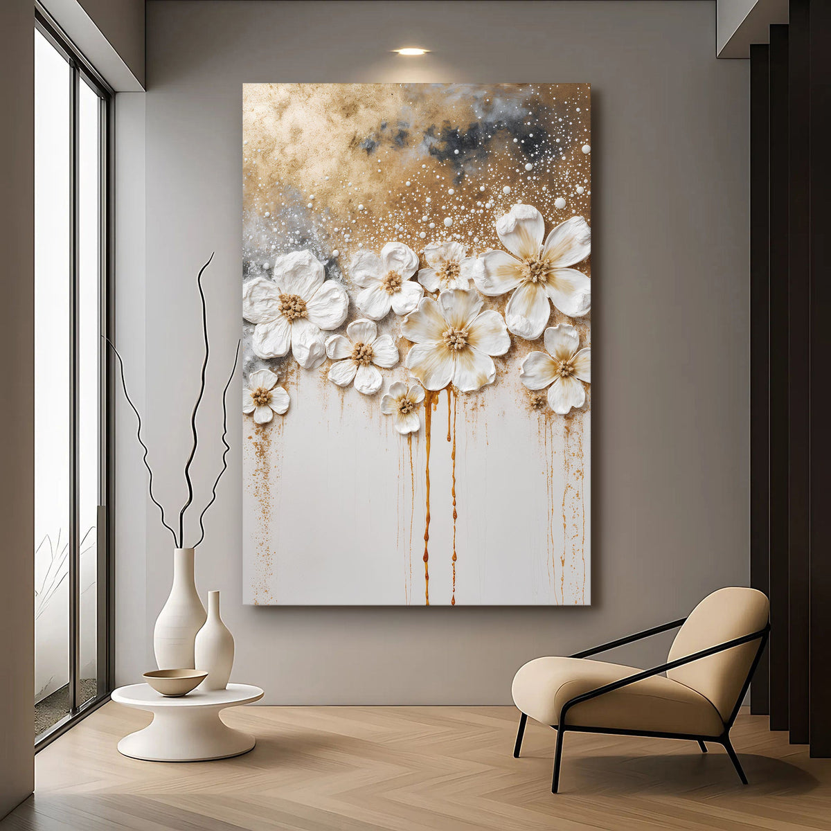 Gold Floral Canvas Wall Art