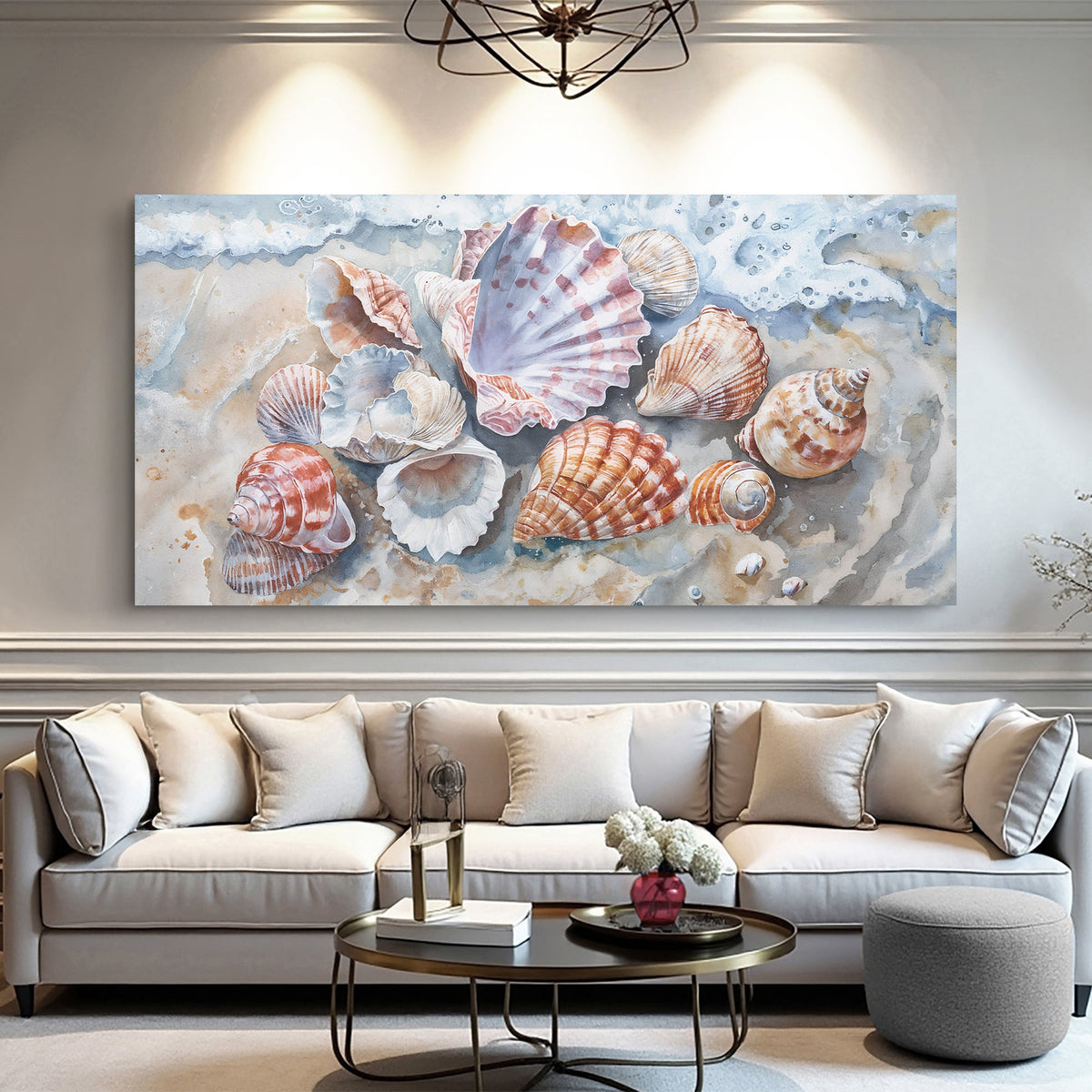 Sea Shells Modern Coastal Canvas Wall Art