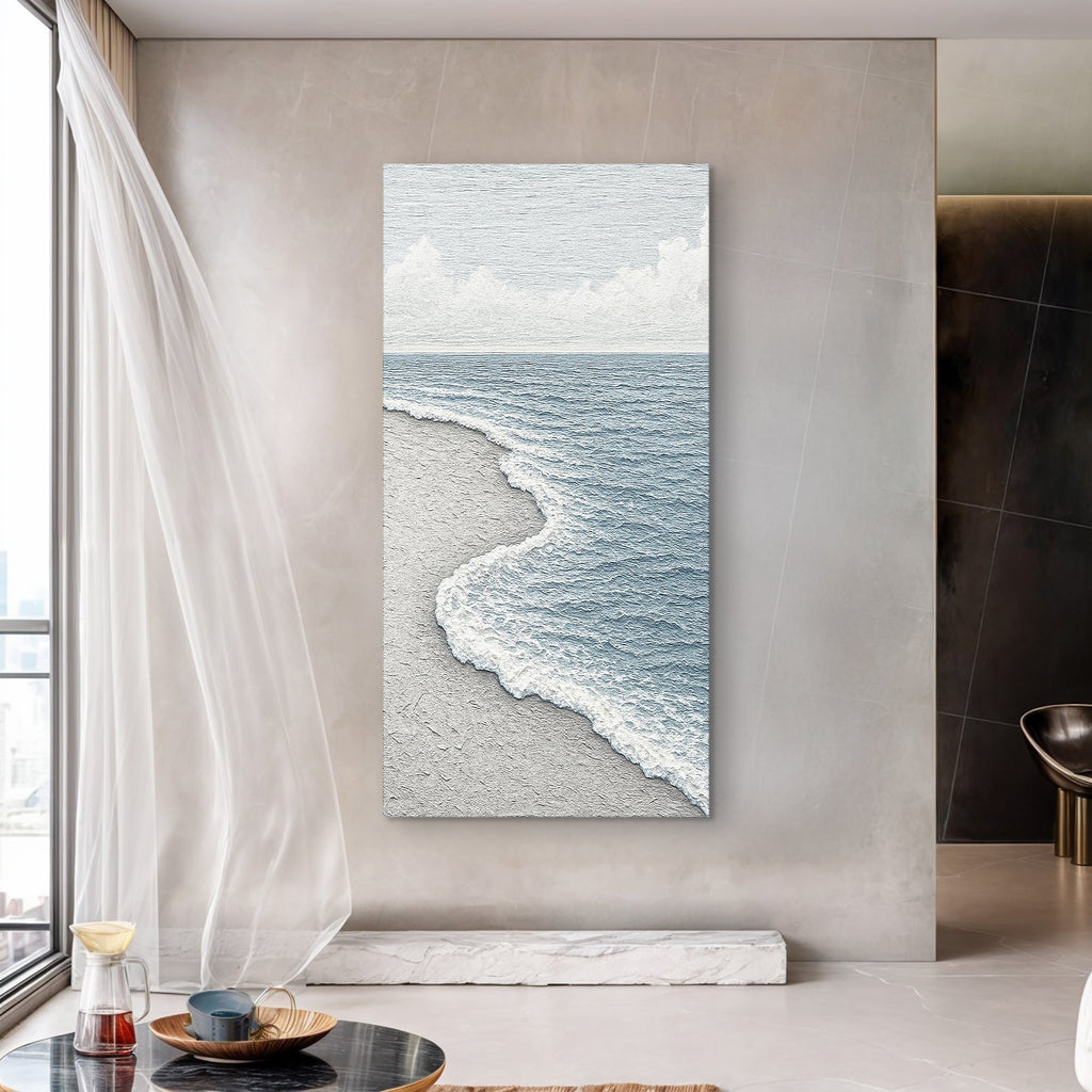 White Waves Abstract Canvas Wall Art