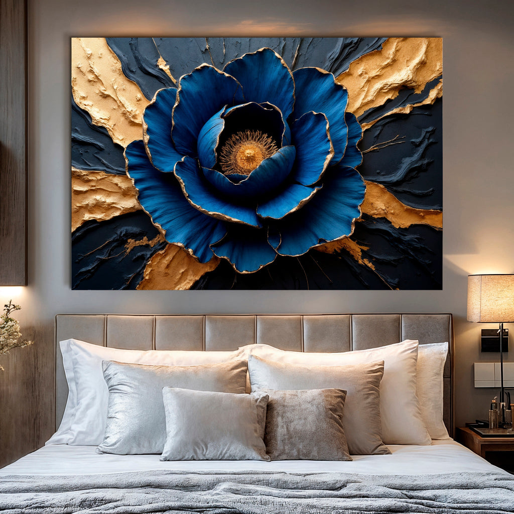 Sapphire Bloom Canvas Wall Art