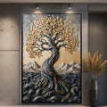 Golden Tree of Life Minimalist Canvas Wall Art