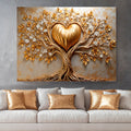 Golden Tree Heart Canvas Wall Art