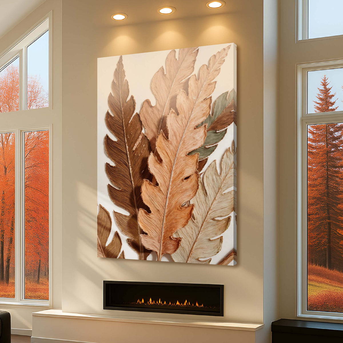 Abstract Autum Leaves Canvas Wall Art