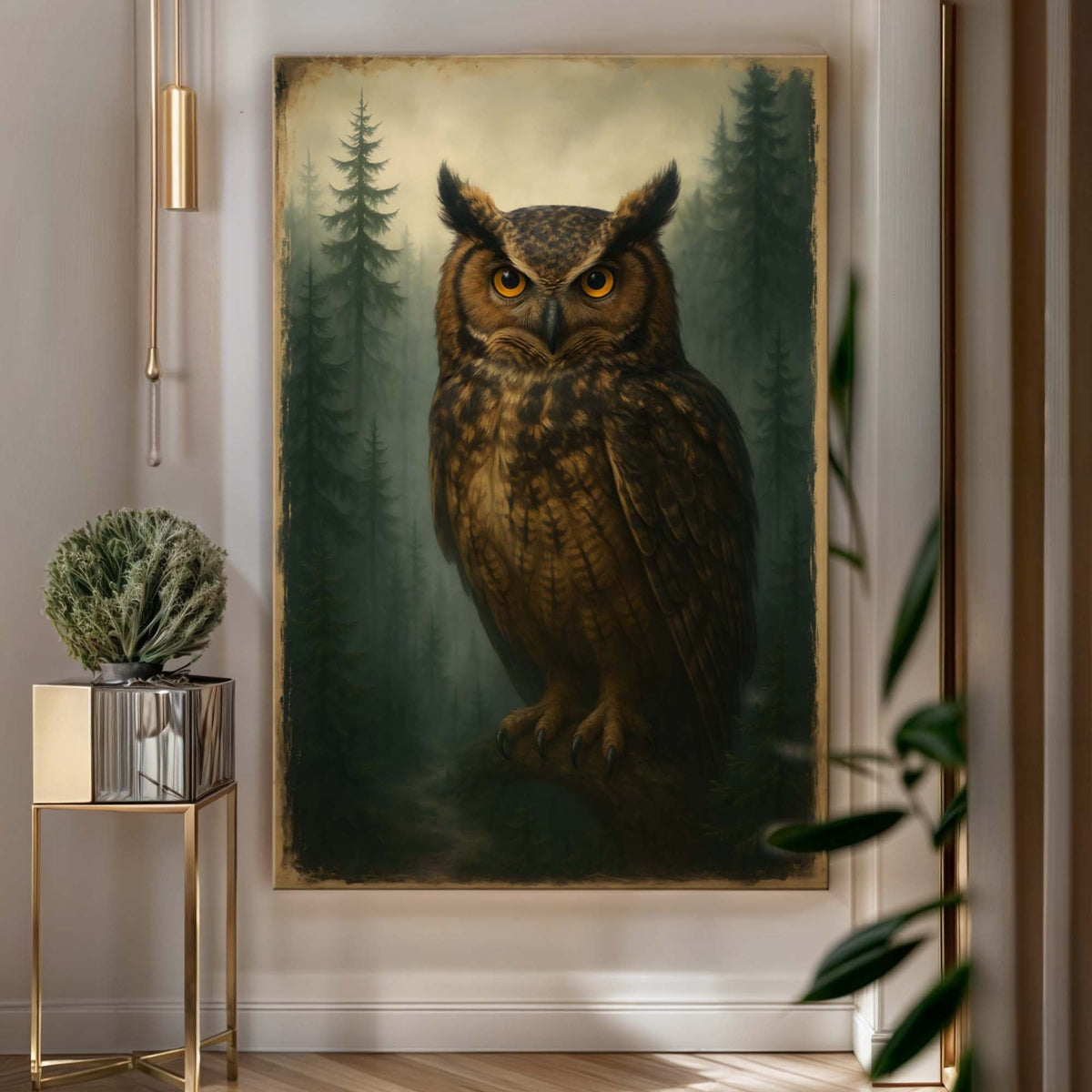 Watcher Of The Woods Owl Canvas Wall Art